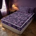 thumbnail image 3 of Homewish Bohemian Sun Moon Zipper Full Size Comforter Sets with Fitted Sheet and 2 Pillowcases, Baroque Damask Zipper Bedding Set, Black Purple Aztec Decor, Black Reversible, 3 of 7