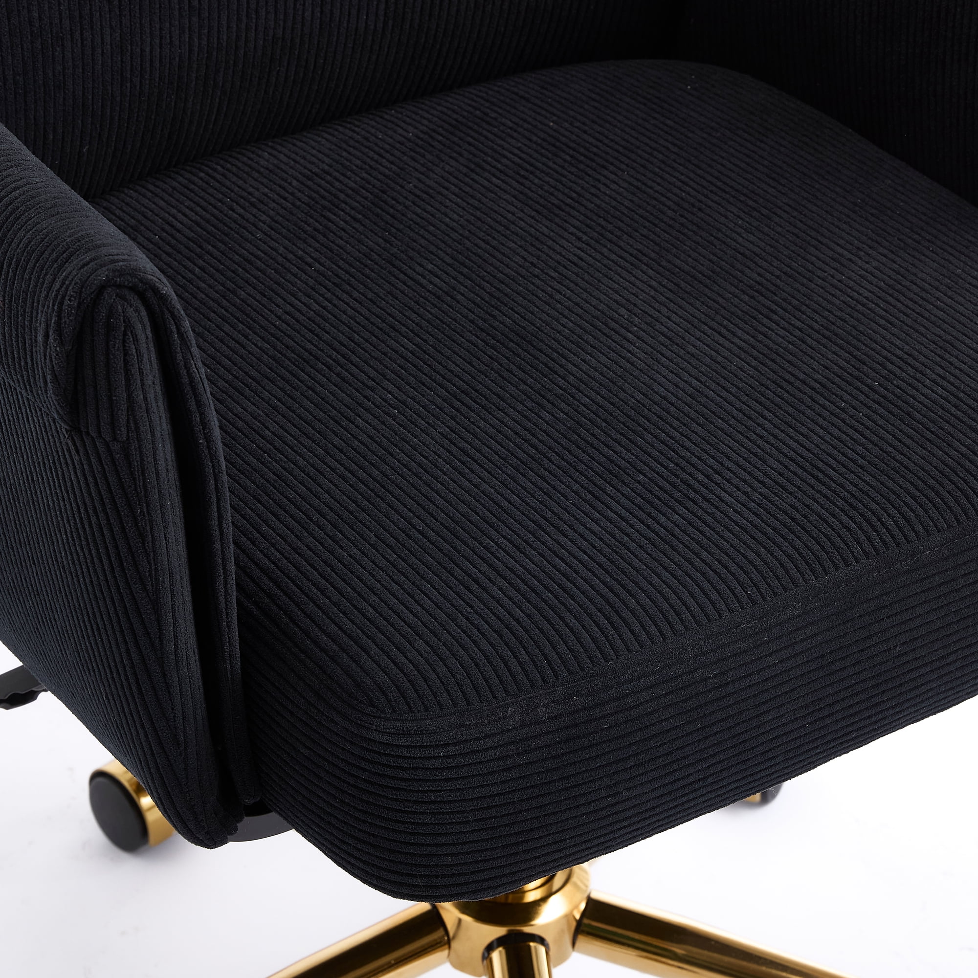 Homy Casa Upholstered Office Chair with Wheels, Adjustable Swivel Vanity Chair for Home Office