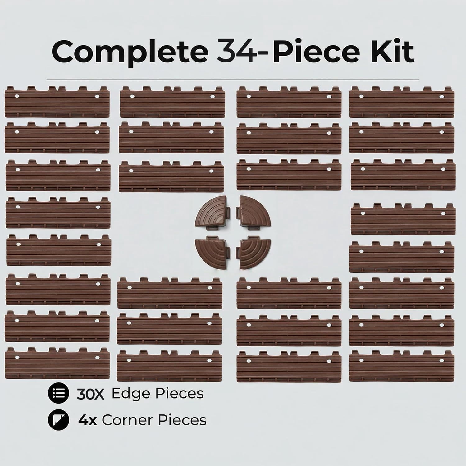 Deck Tiles Accessories 30 PCS Edge Trim & Corner Pieces for Interlocking Patio Floor Tiles