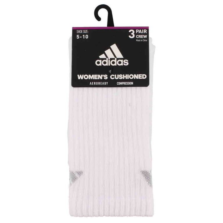 adidas Women's Cushioned Crew Socks (3-Pair) Medium White/Clear