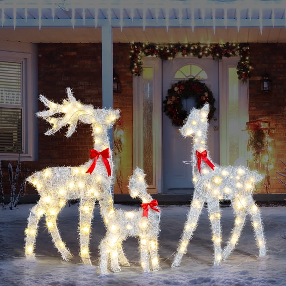 Ktaxon Christmas Reindeer Set Outdoor Christmas Lighted  Decoration, Holiday Lawn Garden Party,2.5 FT