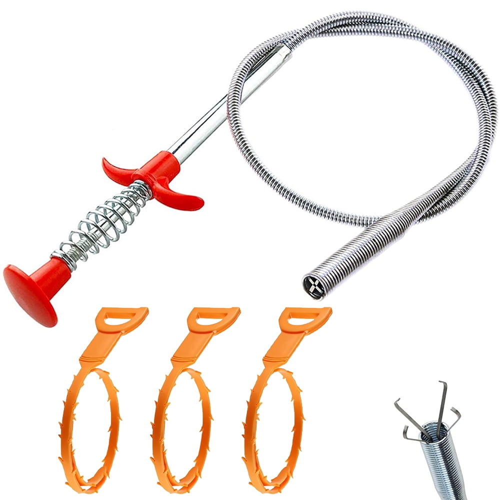 SENHAI Hair Drain Clog Remover, 4 Pack Drain Snake Equipment/Auger Type Cleaning Tool