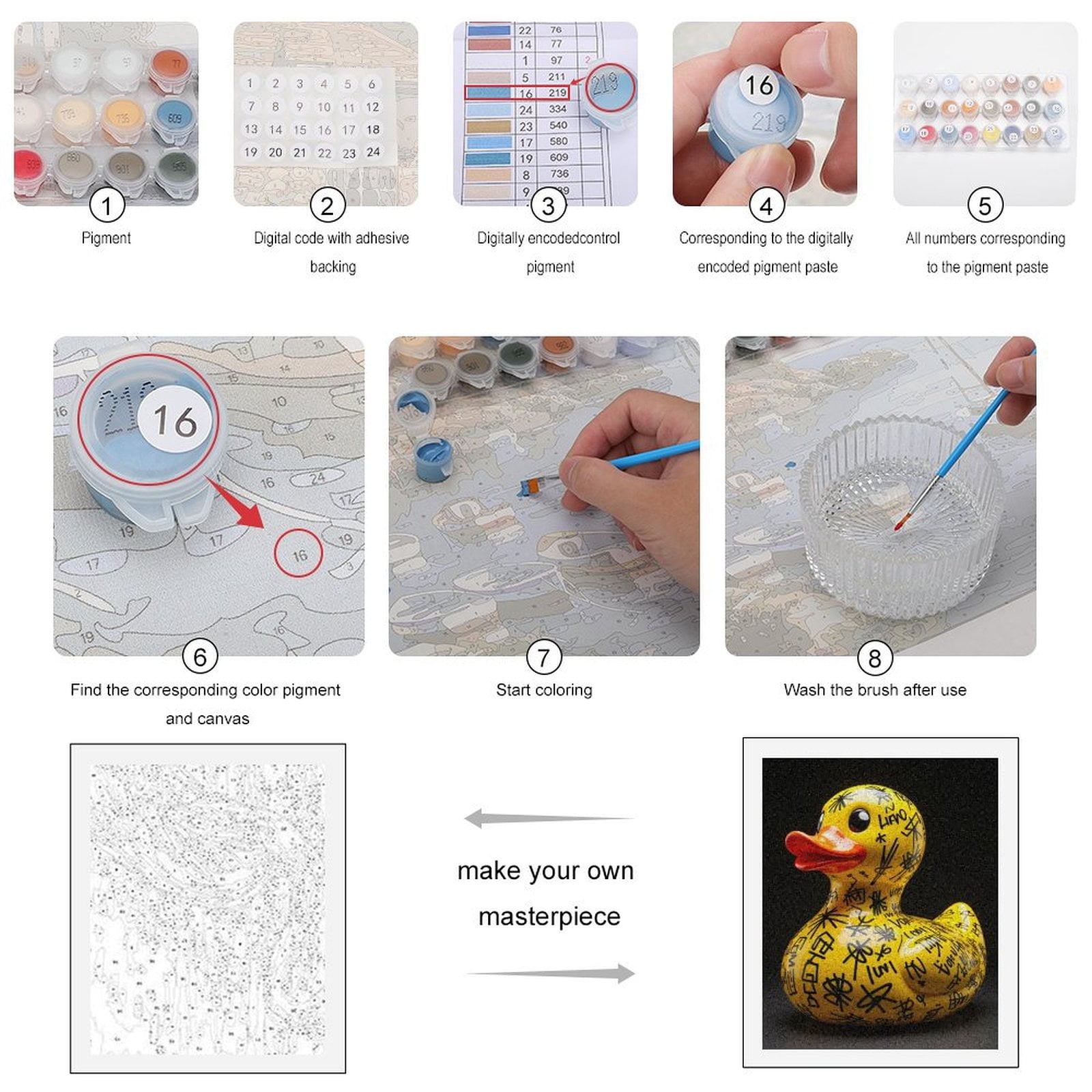 Paint By Numbers Kit for Adults Beginner - DIY Yellow Rubber Duck Graffiti Art Canvas Painting Kits for Adults, Frameless Paint By Number for Adults for Home Wall Decor 16x20 Inch