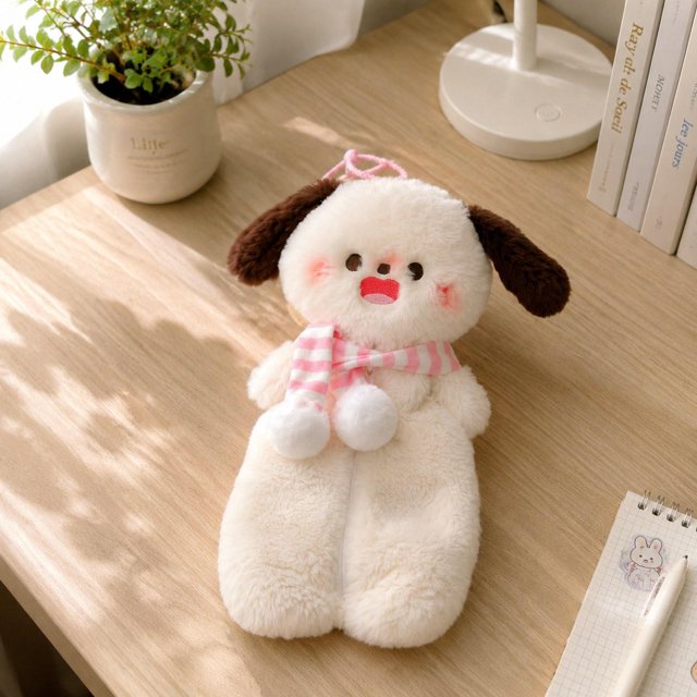 Estuche para lápices con forma de perro, bolsa para lápices portátil multiusos, bolsa de papelería novedosa con forma de animal, neceser de maquillaje Perro de mantequilla