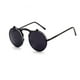 thumbnail image 1 of EeaseMX Gafas de sol redondas con revestimiento polarizado y espejo, montura metálica estilo antiguo, para hombre y mujer (montura y lente negras C2), 1 of 4