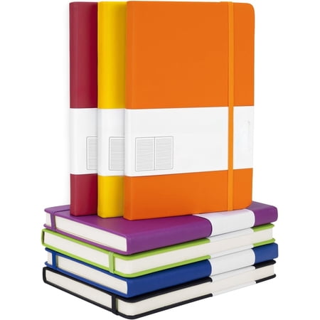 Hardcover Journal Notebooks 7Packs A5 Lined Journals Bulk for Writing 200 Pages/100Sheets 8.4 x 5.8 inch 7 Colors Classic Ruled Notebook for Work/Travel/College/Note Taking