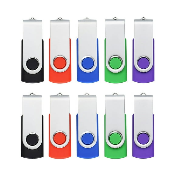 Kootion 8GB USB 2.0 Flash Drive Thumb Drives Memory Stick, 5 Mixed Colors: Black, Blue, Green, Purple, Red 10 Pack