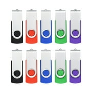 KOOTION 10Pack 8GB USB 2.0 Flash Drive Thumb Drives Memory Stick, 5 Mixed Colors: Black, Blue, Green, Purple, Red