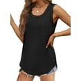 thumbnail image 5 of MOSHU Ribbed Trim Tank Tops for Women Flowy Round Neck Women Shirts Loose Fit Sleeveless Summer Tops, 5 of 12