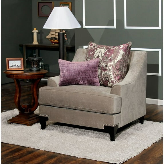 Furniture of America Charlette Traditional Fabric Accent Chair in Vintage Taupe