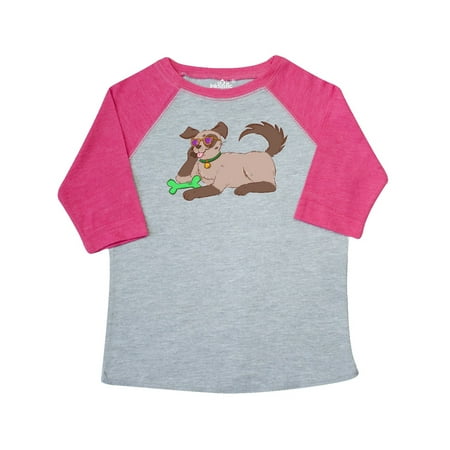 

Inktastic Summer Dog in Glasses with Green Bone Gift Toddler Boy or Toddler Girl T-Shirt