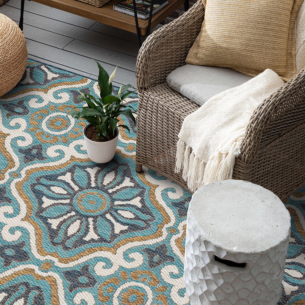 Mohawk Home Positano Outdoor Area Rug, Blue, 10' x 13'