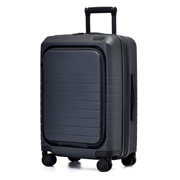 Wonder Barcelona 20" Hardside Spinner Carry-On Luggage with Front Pocket and Laptop Sleeve.BLACK