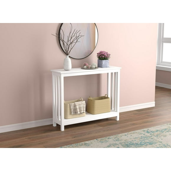 Safdie & Co. Entryway Console Sofa Couch Accent Table 39in L White with 1 Shelf for Living Room