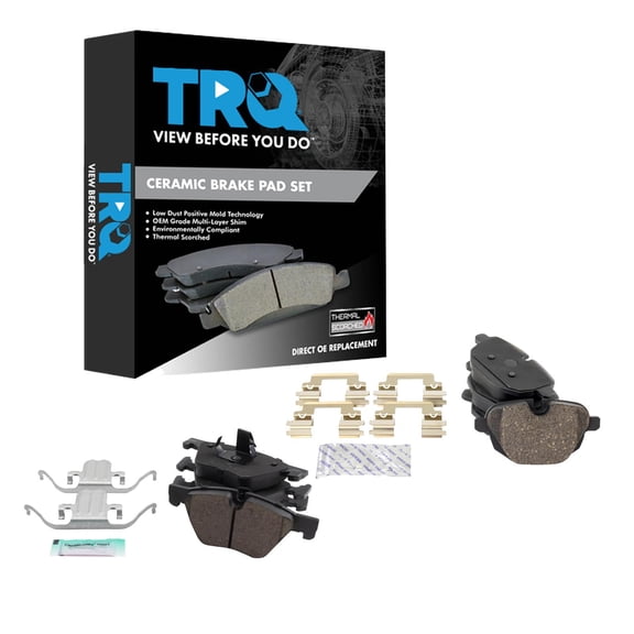 TRQ Front and Rear Brake Pad Set Ceramic Hardware Fits 2011-2016 BMW 528i