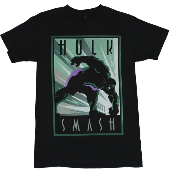 Hulk (Marvel Comics) Mens T-Shirt - "Hulk Smash" Stylized Smashing Hulk Image (Small)