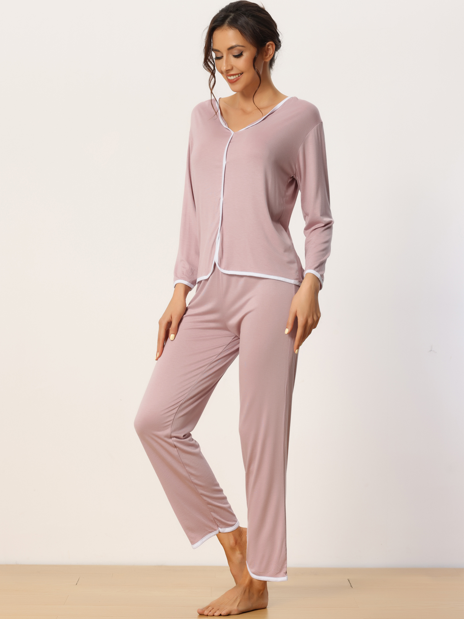 DARING DIVA Women's Long Sleeve Pullover Pajamas Sets XL Pink