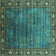 thumbnail image 1 of Ahgly Company Machine Washable Indoor Square Oriental Turquoise Blue Traditional Area Rugs, 4' Square, 1 of 4