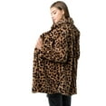thumbnail image 3 of Leopard Print Notch Collar Faux Fur Teddy Coat (Medium, Brown), 3 of 4