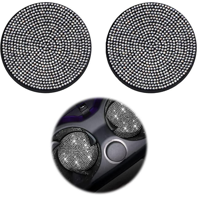2 uds. Anillo de posavasos para coche, diamantes de imitación, portavasos de silicona con diamantes de imitación para automóviles, posavasos de diamantes de imitación de cristal