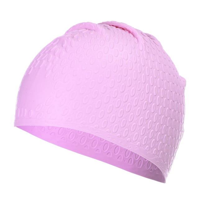Unique Bargains Bonnets de Bain en Silicone Unisexes Bonnets de Bain Texturés à Bulles Chapeaux de Bain Adultes Roses