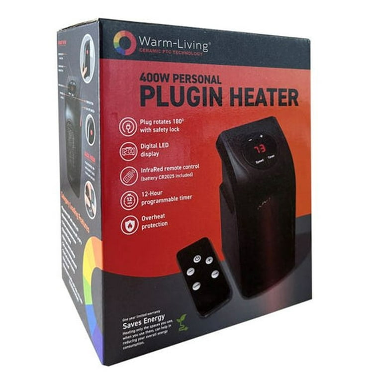 Warm-Living 400W Personal Digital Programmable Plugin Heater With Remote,  Black - Walmart.com