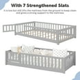 thumbnail image 5 of PAPROOS Twin Size Floor Bed, Solid Wood Toddler Bed with Slat, Fence Guardrail and Door, No Box Spring Needed, Montessori Bed, Twin Bed for Kids, Boys, Girls, Gray, 5 of 9