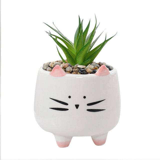 Flowerpots with Dish Ceramic, Animal Pot Ceramic Succulent Plant Pot Cactus Potted Planting Bonsai Pots Set, Flower Pots