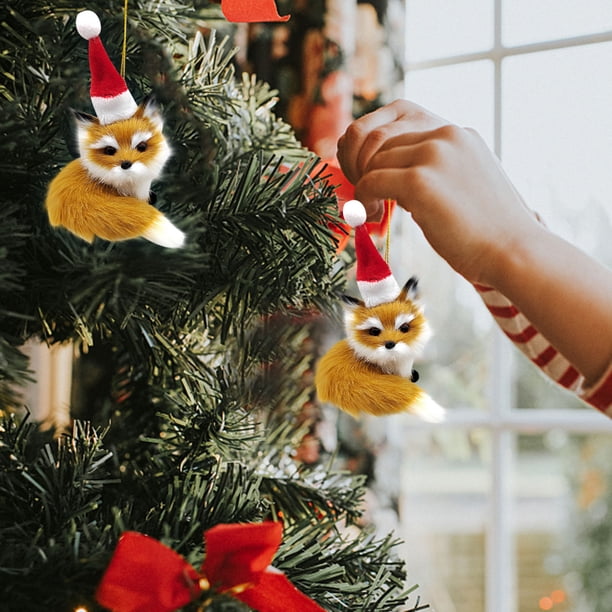 Colgante de Zorros Pequeños de Imitación Navideños, Artesanías, Decoraciones de Zorros Pequeños, Regalos Navideños