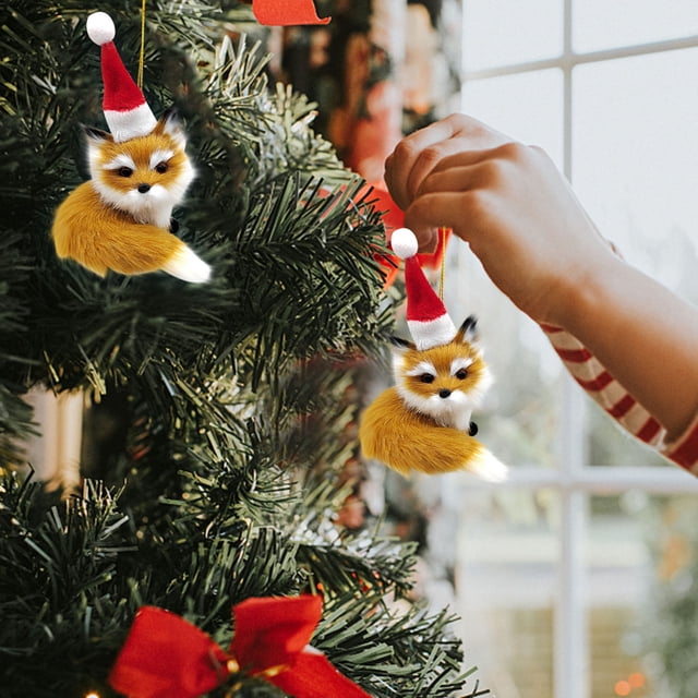 Adornos navideños, adornos navideños, regalos navideños, colgante de zorro pequeño de imitación navideño, artesanías, adornos de zorro pequeño, regalos navideños, colgante de zorro pequeño