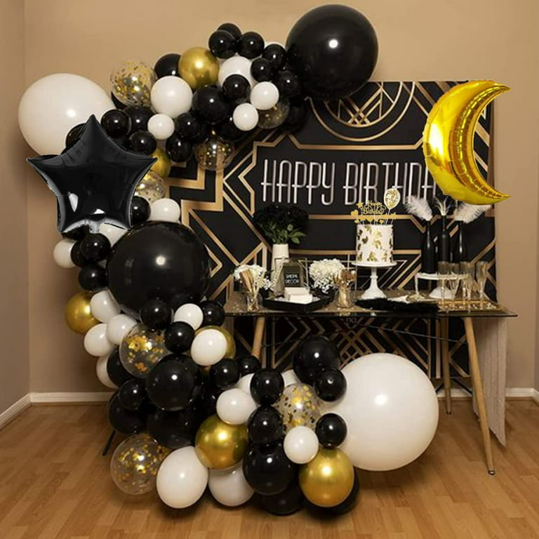 Black & Silver Theme Birthday Decorations for Him 21st Black Theme