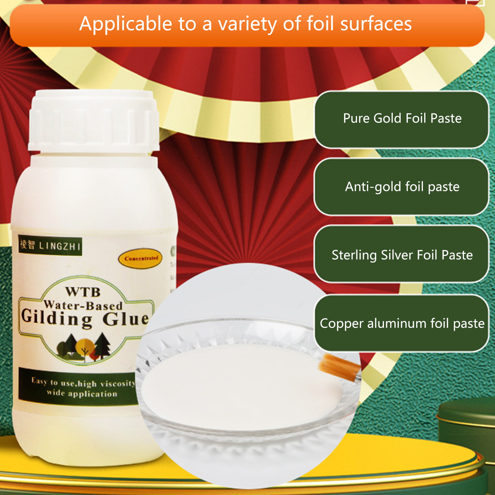 60ml Gilding Adhesive, Epoxy Resin Water Based Gold Leaf Glue for  Professional Craft Use