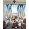 thumbnail image 6 of Blue Brown Blackout Curtains for Bedroom Living Room Darkening Curtains 54 Inch Long Modern Chevron Waves Khaki Geometric Stripes Short Curtain for Small Window Treatment Grommet Drapes 42"x54"x2, 6 of 9