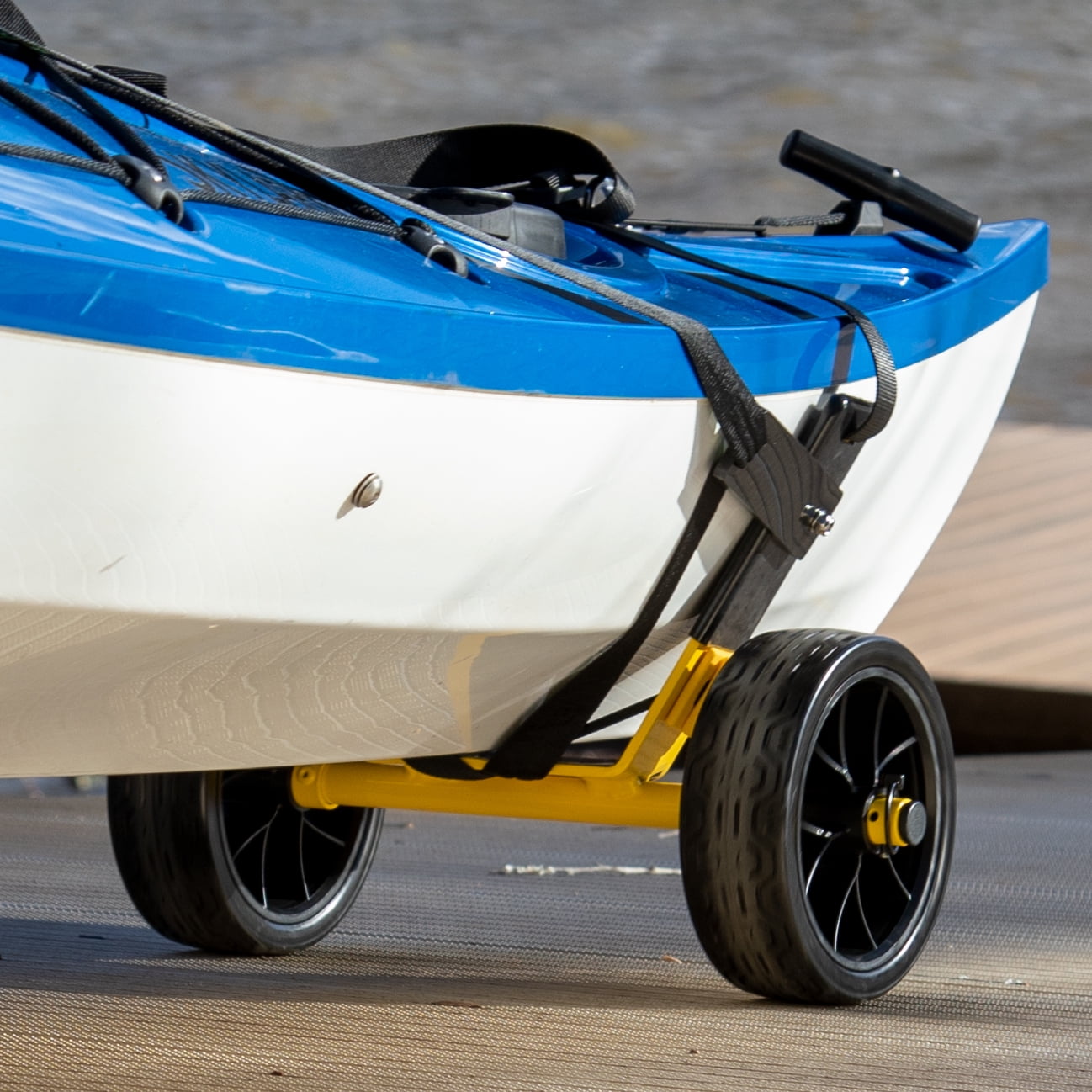 Suspenz Kayak Canoe Stern Cart, EZ-Stow Transport Trolley, Straps, Lightweight, Compact, 130lb Capacity