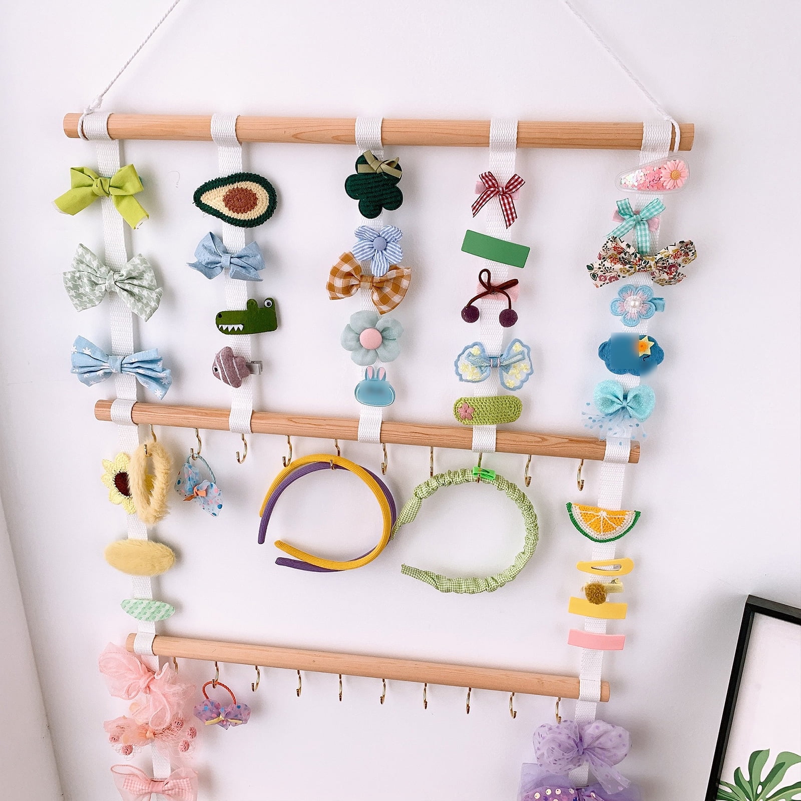 Bow Holder For Girls Hair Bows, Hair Clips Headband Storage Wall Home Decor for Girls Room 2 Sizes