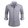 thumbnail image 1 of Blusa y camisa de manga larga con cuello vuelto para hombre, estilo informal, con botones y cuello liso, de poliéster., 1 of 2