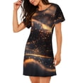 thumbnail image 2 of Lsque Abstract Glowing Wave Pattern Pattern Nightgowns for Women Sleep Shirts Short Sleeve Nightshirt Pullover Nightdress Soft Sleepwear Relaxed Fit Nightdress, 2 of 6