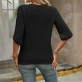 thumbnail image 4 of sckarle Waffle Blouse for Women Half Sleeve Summer Tops Crewneck Business Casual Tshirts Loose Fit Dressy Blouses 2026 Black,M, 4 of 6
