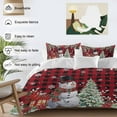 thumbnail image 3 of Christmas Tree Snowman Bedding Duvet Cover Set Twin 4 Pieces Winter Snowflakes Red Flowers Red Black Plaids Bedding Set with Zipper Closure,1 Comforter Cover 68x86 In 1 Flat Sheet & 2 Pillow Cases, 3 of 7
