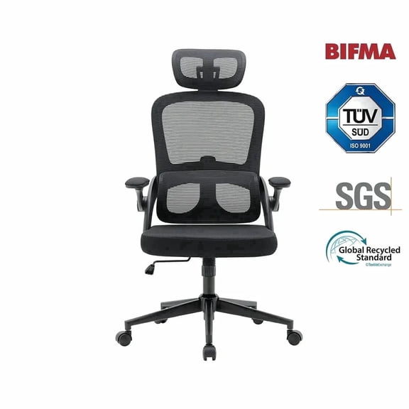 Sihoo M102 Ergonomic Office Chair, Desk Chair with Adjustable Lumbar Support, Cotton Seat & Mesh Backrest, 3D Armrests, 2D Headrest, 300lbs, Black