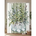 thumbnail image 4 of Shower Curtain Sage Green Eucalyptus Leaves Bathroom Curtains with Hooks, Waterproof Fabric Floral Bottle Stripes Bath Shower Curtains Set for Bathroom Bathtubs Decor 72x72 Inch, 4 of 8