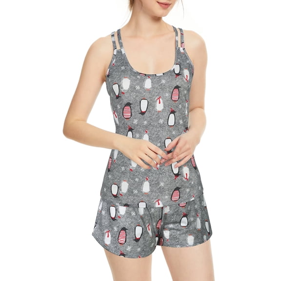 Zando Sleeveless Womens Loungewear Set Womens Pjs Tank Cross Back Fitness Fashion Racerback Womens Lingerie Set Loose Fit Women Pajama Sets Gray Medium
