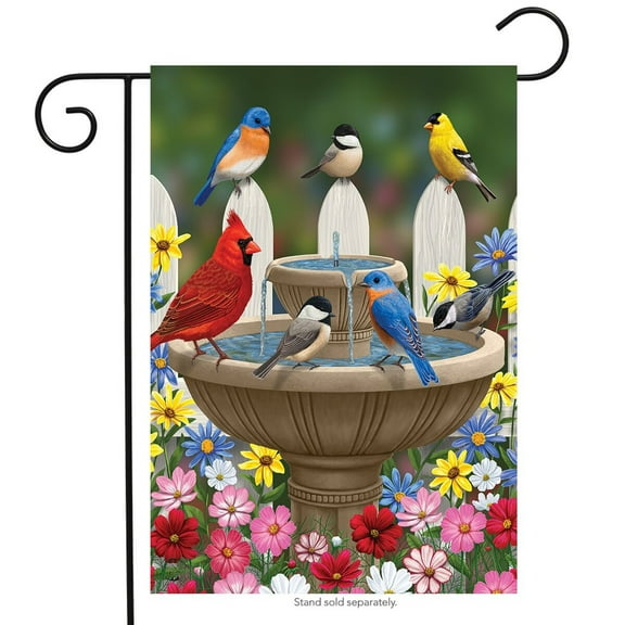 Briarwood Lane Birdbath Gathering Seasonal Garden Flag