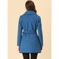 thumbnail image 4 of INSPIRE CHIC Manteau Trench Long pour Femme, Mignon, Col Rabattu, Boutonnage Simple, Ceinturé, Bleu Foncé Gris G, 4 of 6