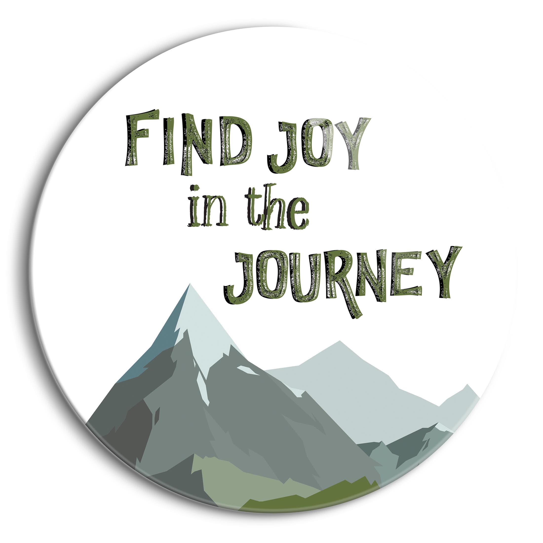 Find Joy Journey Grey Green Mountains 24 inch Glass Wall Hanging Sign