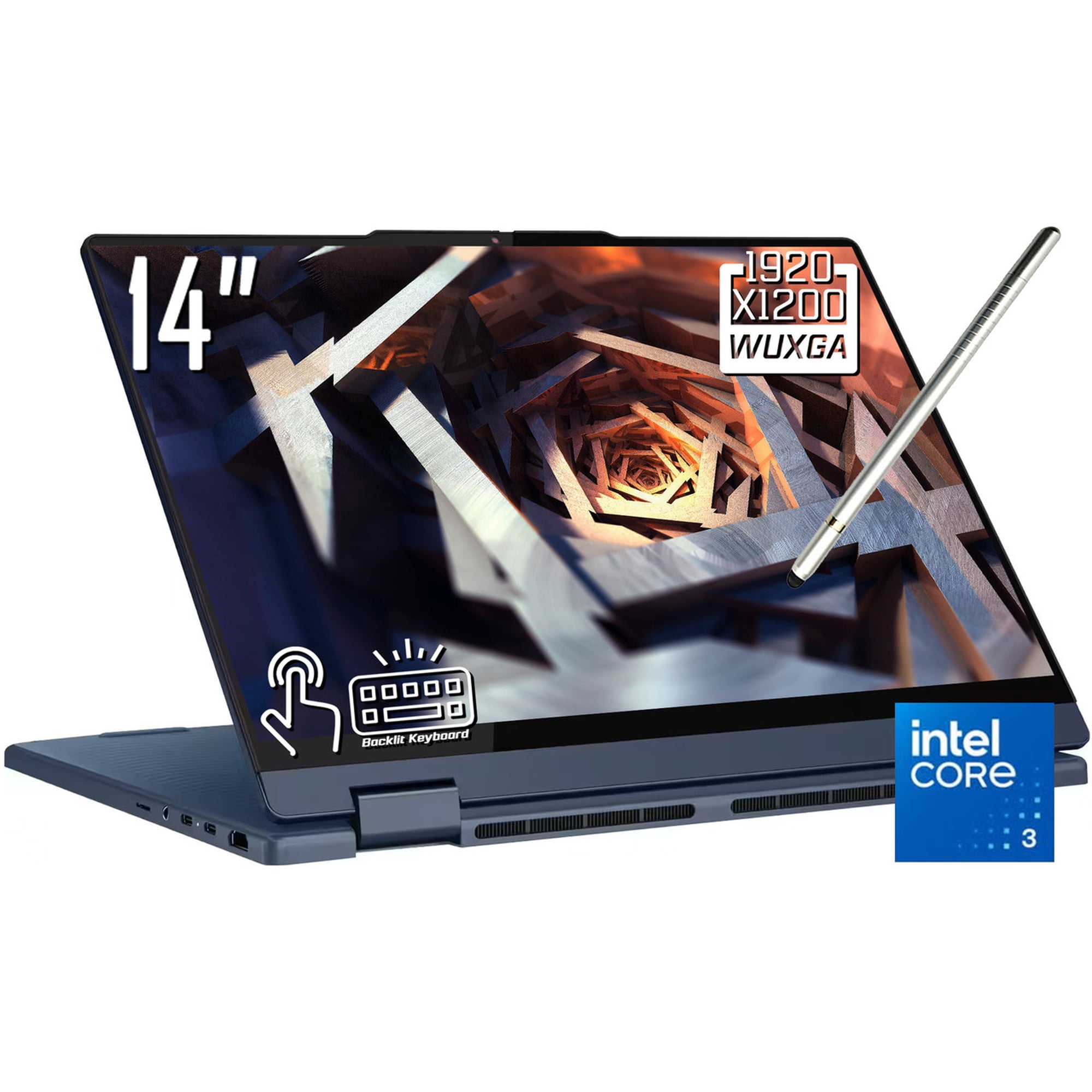 Lenovo Chromebook Plus 14 2-in-1 Laptop, 14" FHD 1920 x 1200 IPS LCD Touchscreen, Intel Core 3 N355, Wi-Fi 6E, 5MP Camera, Stylus Pen, Chrome OS (8GB DDR5 RAM | 128GB UFS)