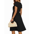 thumbnail image 5 of UVN Womens Summer Dresses Short Petal Sleeve Crew Neck Midi Sundress for Women A-Line Flowy Dress with Pocket, 5 of 9