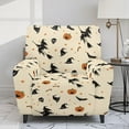 thumbnail image 2 of POLERO Halloween Witch Pattern Recliner Sofa Covers Recliner Chair Covers Couch Cover for Reclining Couches with Side Pockets Elastic Furniture Protector with Elastic Bottom, 2 of 7