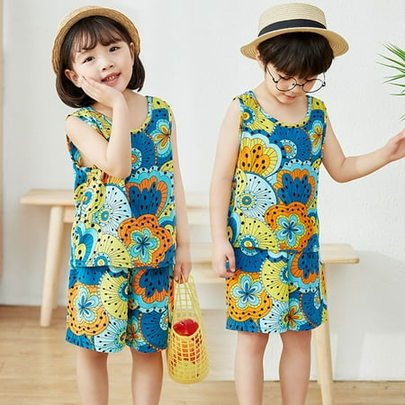 

Hunpta Toddlers Kids Girls Boys Fashional Floral 3D Prints Sleeveless Vest Top Short Pants Infant 2pcs Girls Outfits Set