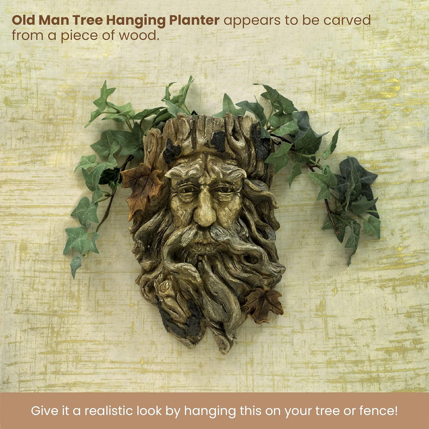 Bits and Pieces Old Man Tree Hanging Planters Sculpture Garden Peeker Art